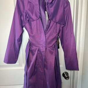 NWT Samuel Dong Iridescent Purple Bubble Hem Trench Dress